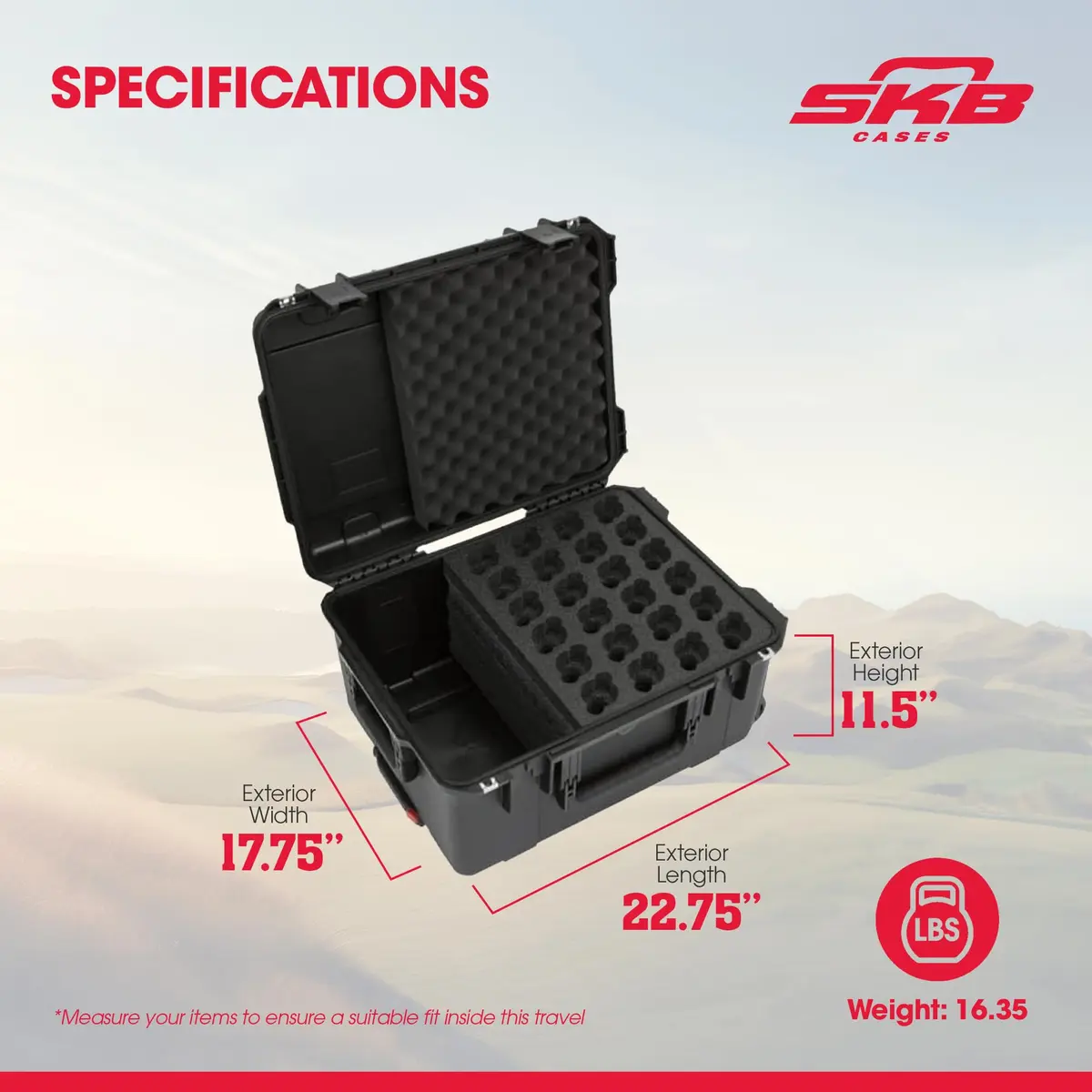 SKB Injection Molded Case w/Foam for 24 Mics | Waterproof, Heavy-Duty, Portable - view 3