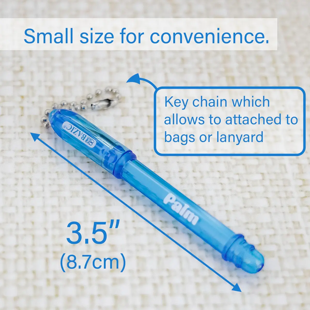 BAZIC PRODUCTS Palm Mini Ballpoint Pens, Key Chain, Black Ink, Medium, 5 Ct | Compact, Refillable, Dependable Performance - view 2