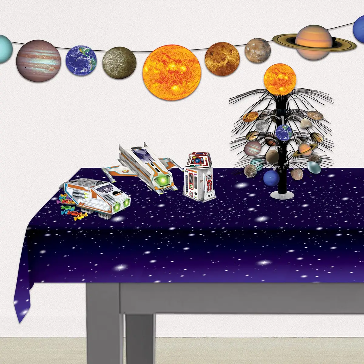 Beistle Starry Night Table Cover 108 x 54 inches (274 cm x 137 cm) | Plastic Party Decoration - view 5