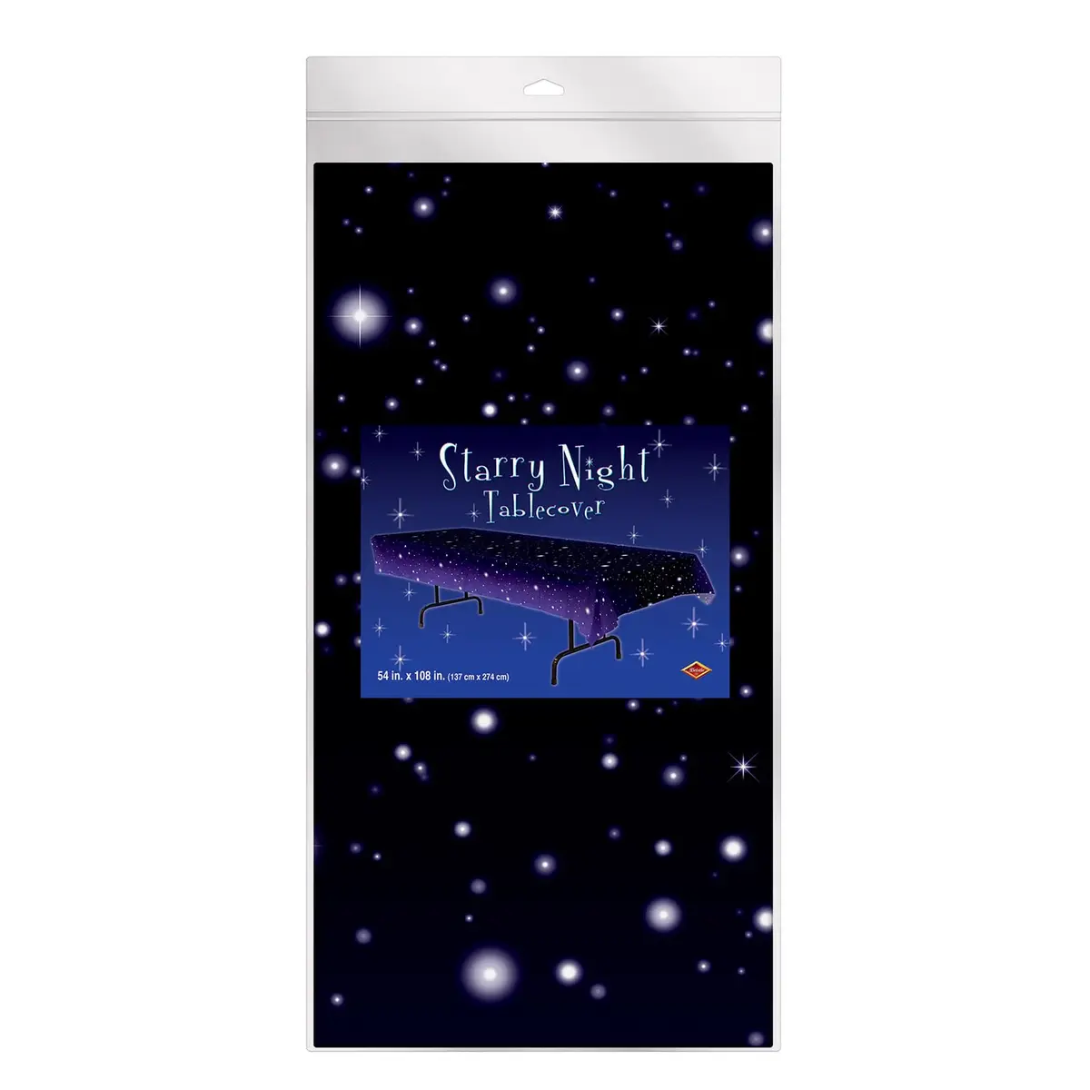 Beistle Starry Night Table Cover 108 x 54 inches (274 cm x 137 cm) | Plastic Party Decoration - view 6