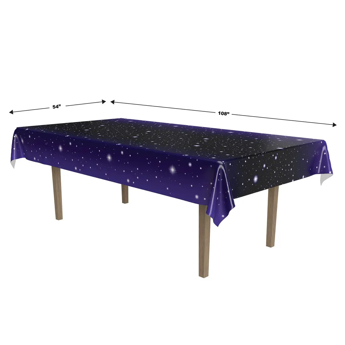 Beistle Starry Night Table Cover 108 x 54 inches (274 cm x 137 cm) | Plastic Party Decoration - view 2
