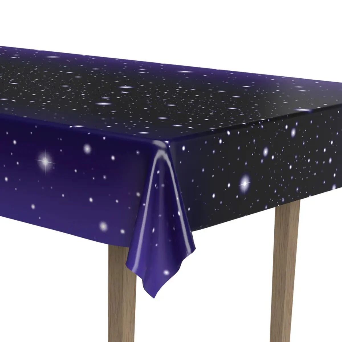 Beistle Starry Night Table Cover 108 x 54 inches (274 cm x 137 cm) | Plastic Party Decoration - view 3