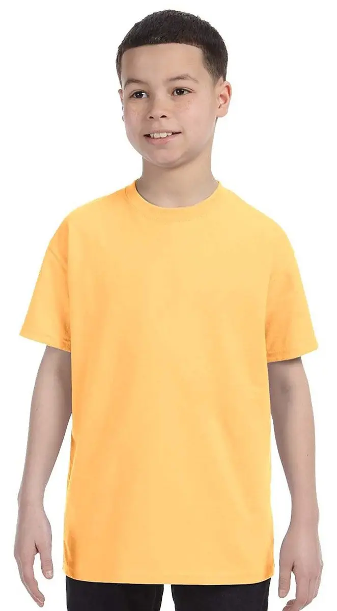 Gildan Heavy Cotton Youth T-Shirt 153 g (5.3 oz) Yellow Haze | Classic Fit Crew Neck Tee - main product image