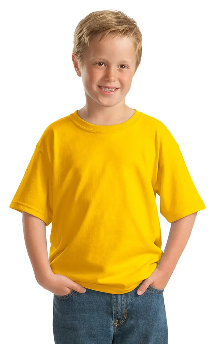 Gildan Heavy Cotton Youth T-Shirt 153 g (5.3 oz) Yellow Haze | Classic Fit Crew Neck Tee - view 2