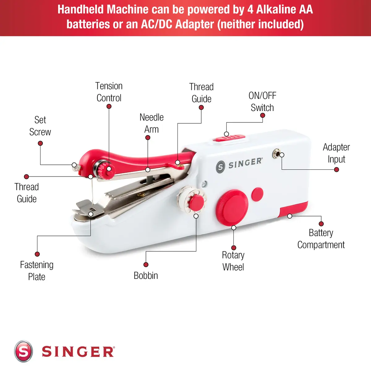 SINGER Stitch Sew Quick Portable Handheld Mending Machine | Lightweight & Cordless for Quick Repairs - view 6