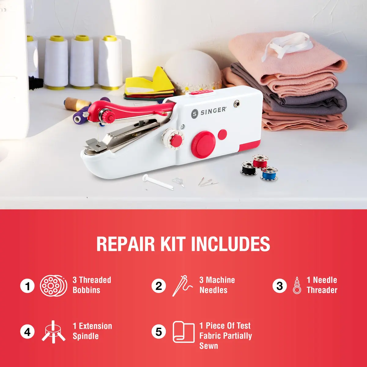SINGER Stitch Sew Quick Portable Handheld Mending Machine | Lightweight & Cordless for Quick Repairs - view 7