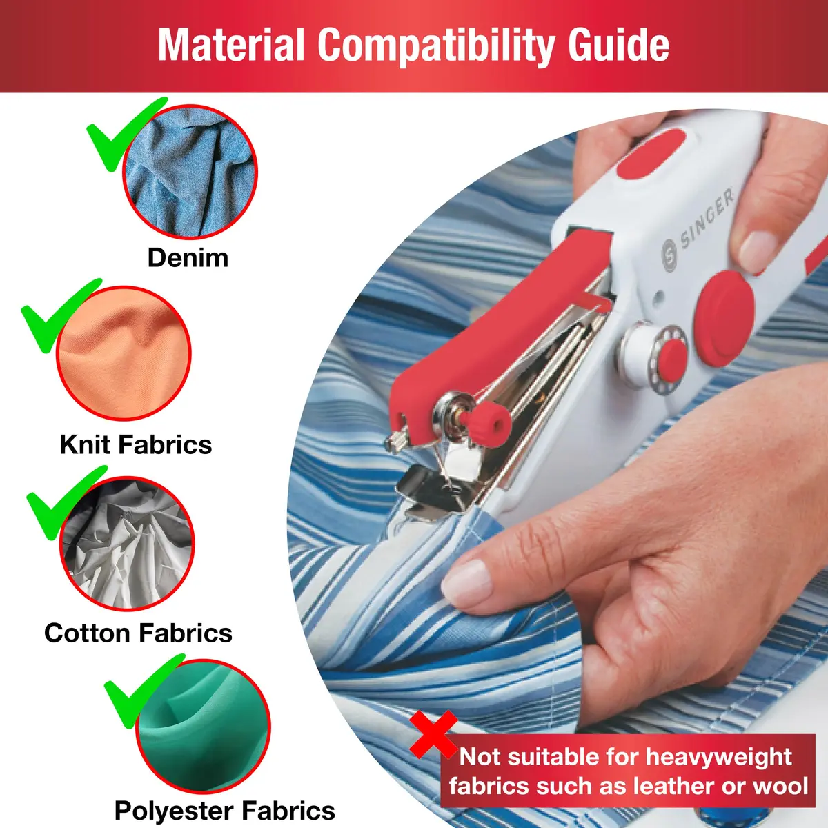 SINGER Stitch Sew Quick Portable Handheld Mending Machine | Lightweight & Cordless for Quick Repairs - view 8