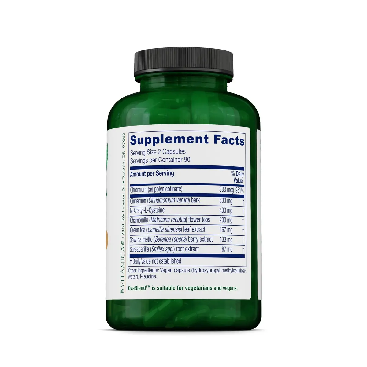 Vitanica OvaBlend, Hormone Balance Support, Vegan, 180 Capsules | Supports Ovulation & Endocrine Balance - view 2