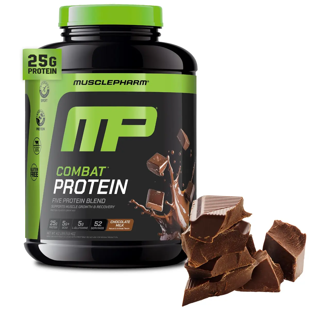 MusclePharm Combat Protein Powder, 4.2 lb | 25g Protein, Gluten Free, Chocolate Milk Flavor - main product image