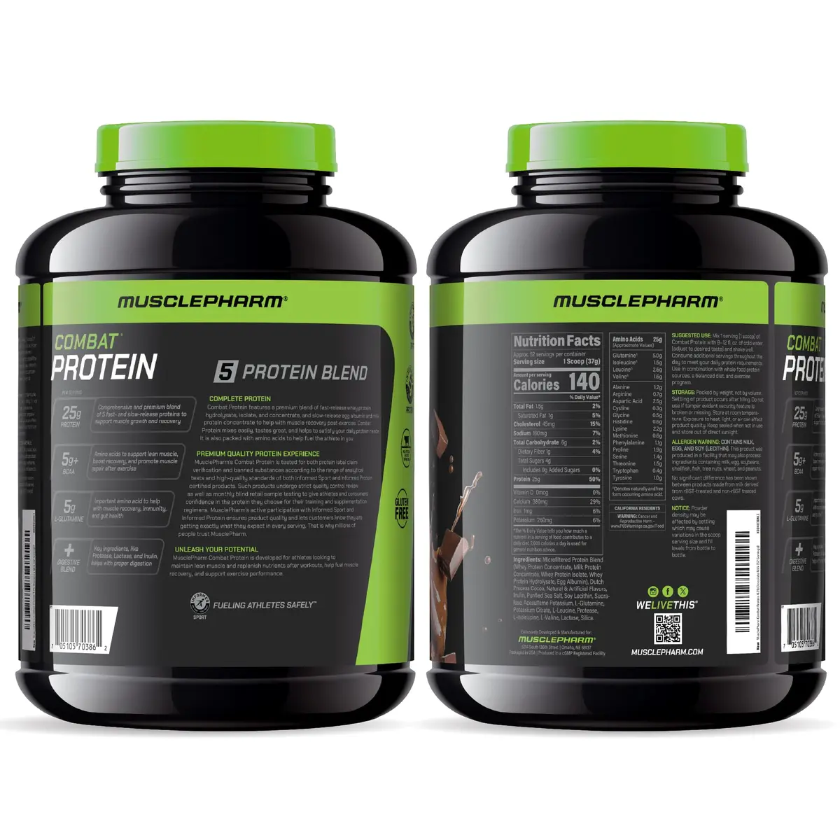 MusclePharm Combat Protein Powder, 4.2 lb | 25g Protein, Gluten Free, Chocolate Milk Flavor - view 3
