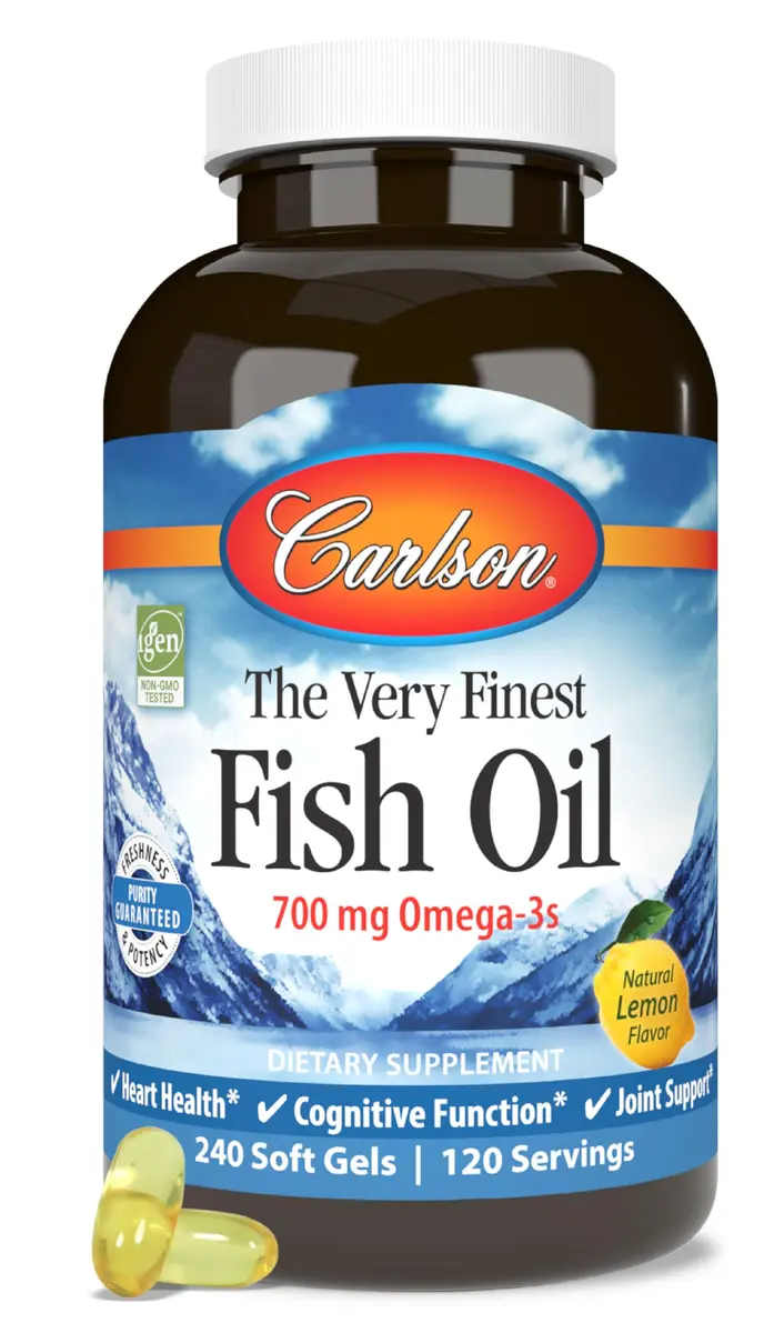 Carlson Fish Oil 700 mg Omega-3 Lemon | Heart, Brain & Joint Support (70-120 chars) - main product image