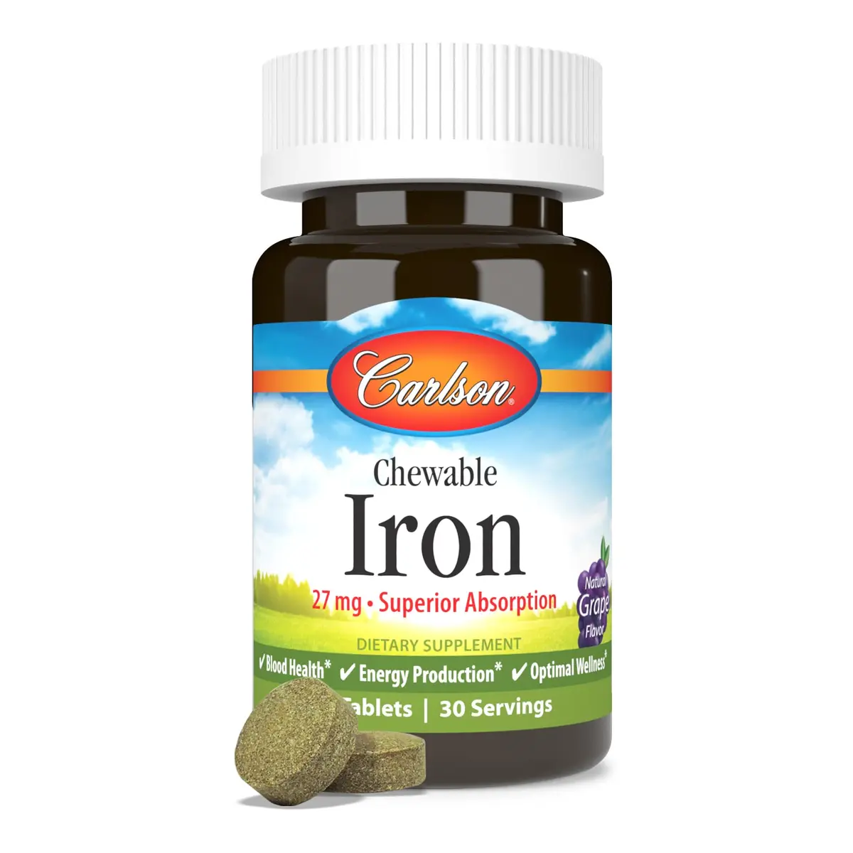 Carlson Chewable Iron, 27 mg | Superior Absorption, 30 Chewable Tablets - view 5