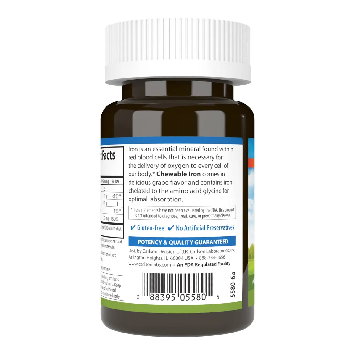 Carlson Chewable Iron, 27 mg | Superior Absorption, 30 Chewable Tablets - view 3