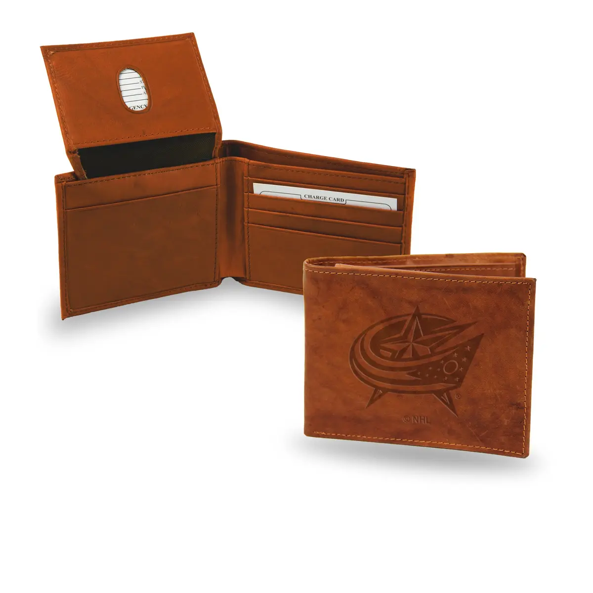 Rico Industries NHL Embossed Leather Billfold Wallet, Columbus Blue Jackets | Genuine Cowhide Leather, Compact & Durable - main product image