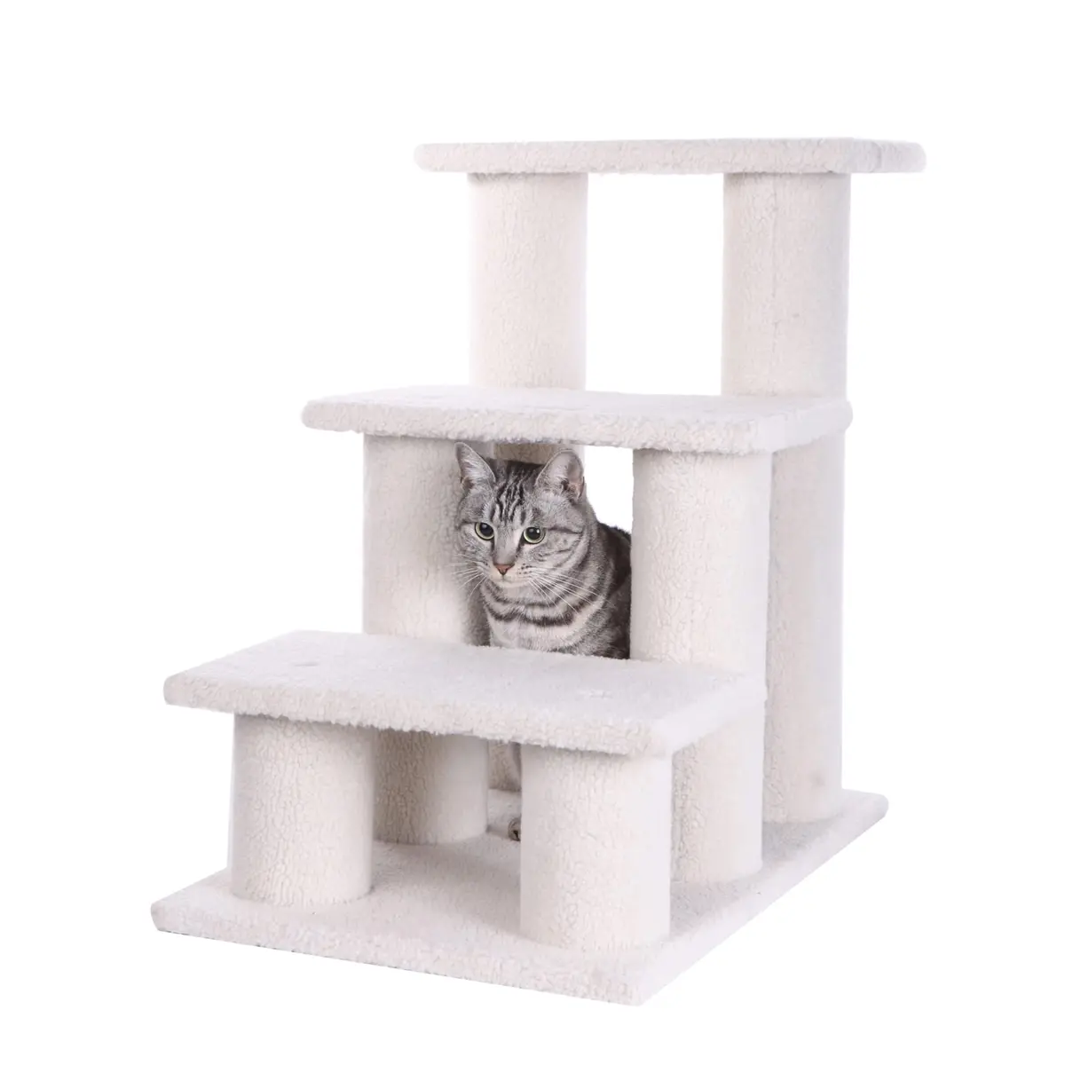 Armarkat Pet Steps 3-steps Ivory 17"(W) x 25"(D) x 25"(H) | Stable, Soft & Durable for Cats & Small Dogs - main product image