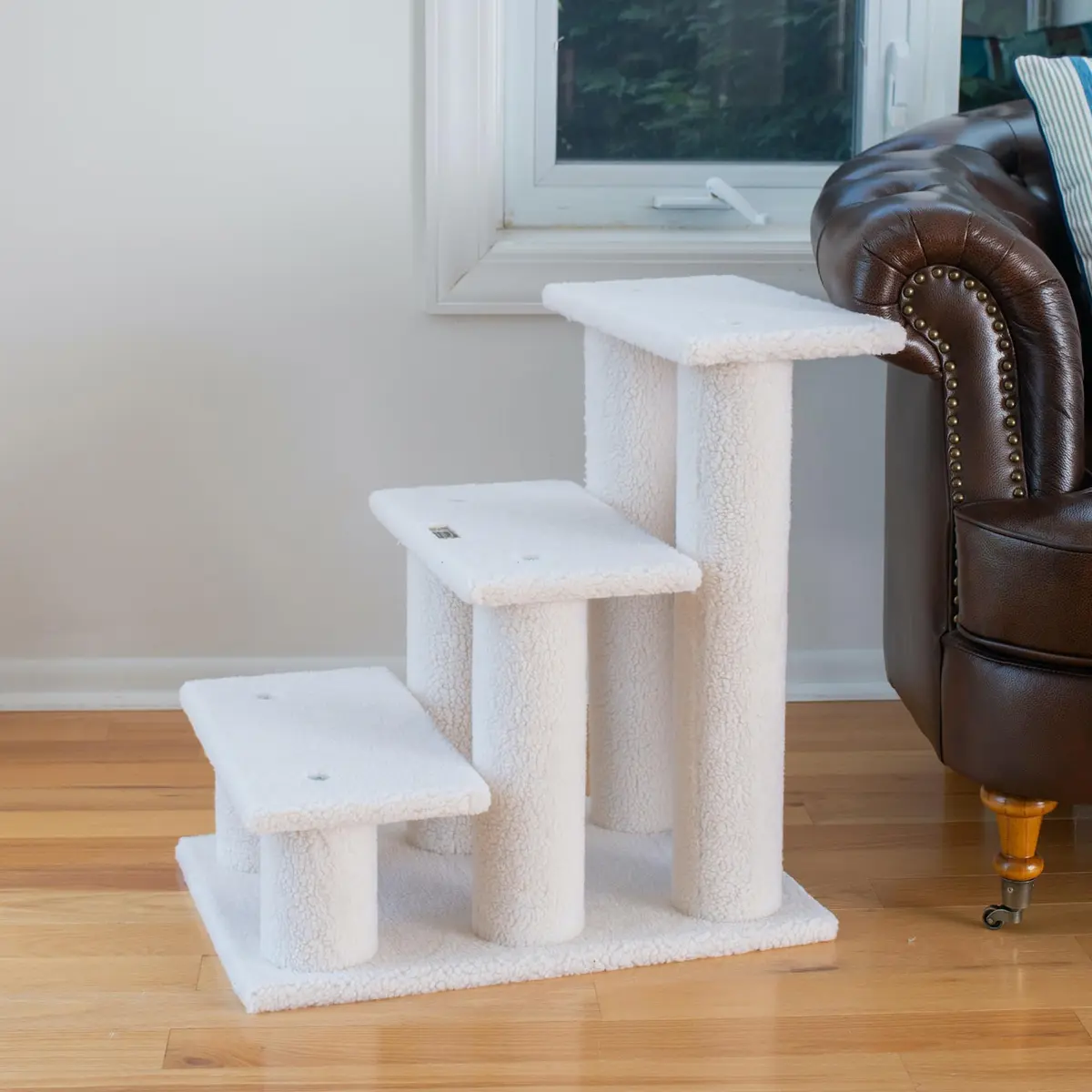 Armarkat Pet Steps 3-steps Ivory 17"(W) x 25"(D) x 25"(H) | Stable, Soft & Durable for Cats & Small Dogs - view 8