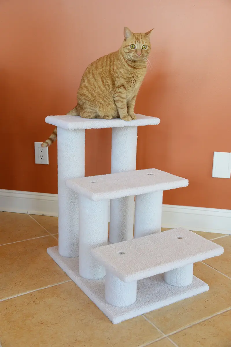 Armarkat Pet Steps 3-steps Ivory 17"(W) x 25"(D) x 25"(H) | Stable, Soft & Durable for Cats & Small Dogs - view 2