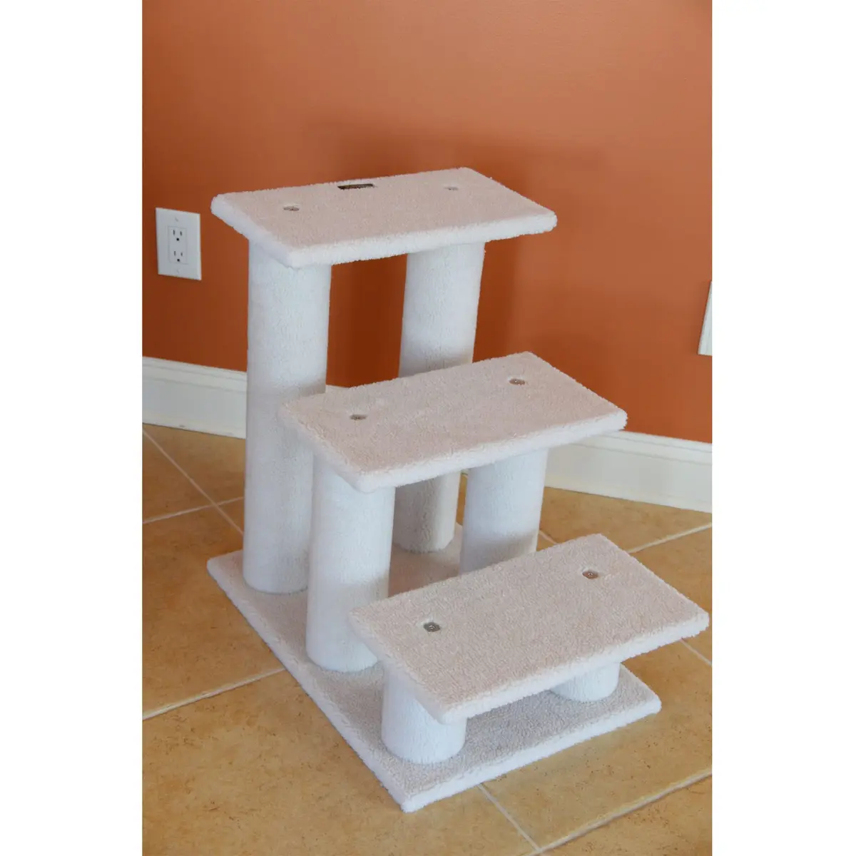 Armarkat Pet Steps 3-steps Ivory 17"(W) x 25"(D) x 25"(H) | Stable, Soft & Durable for Cats & Small Dogs - view 3