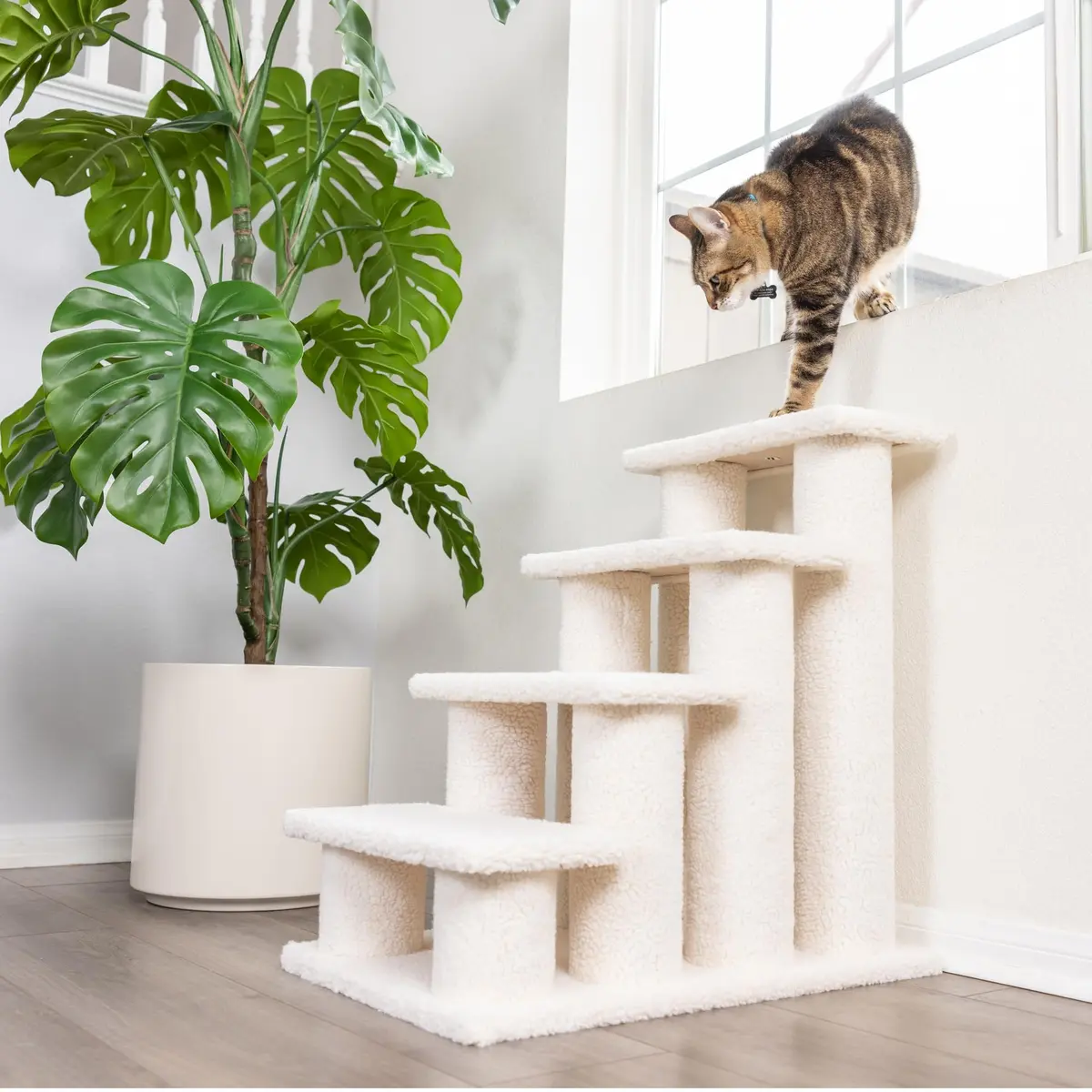 Armarkat Pet Steps, 4-steps, B4001, Ivory | Safe, Stylish Cat Ladder for Small Dogs - view 2