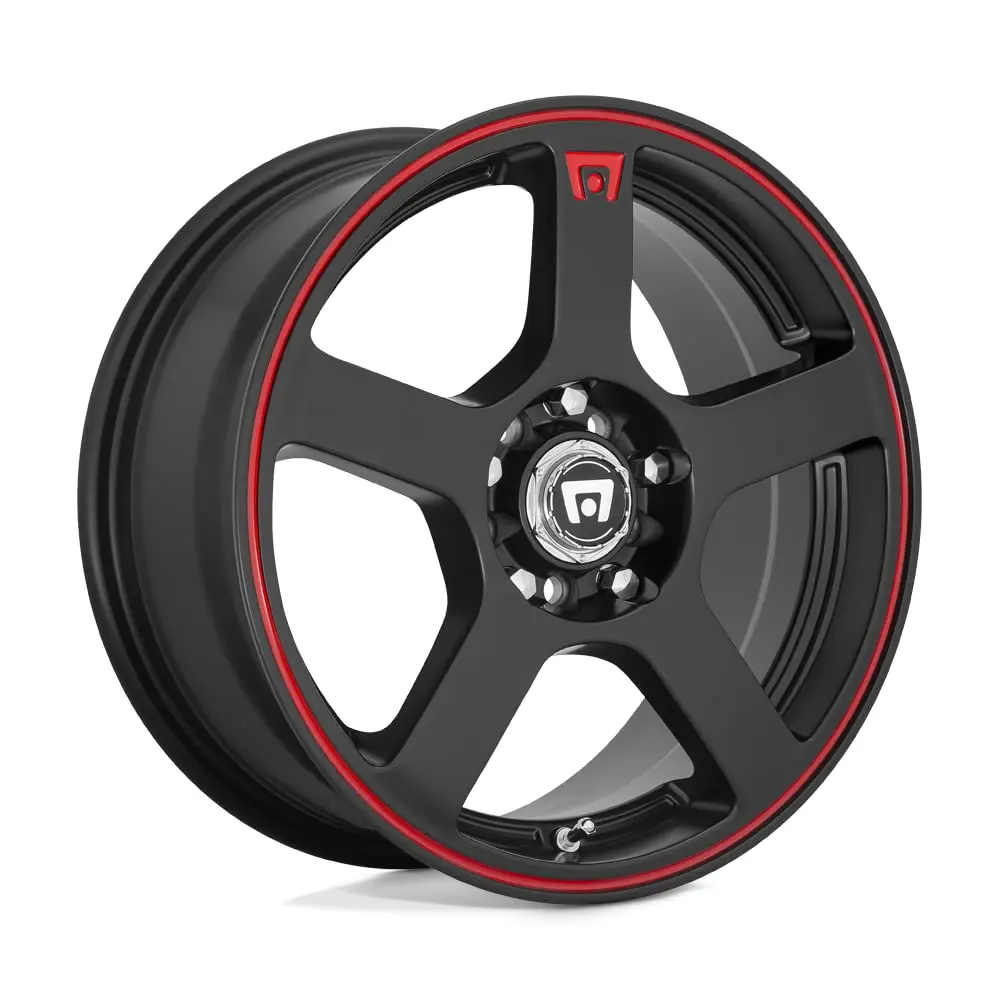 Motegi MR116 FS5 15x6.5 5x100/4.5 40mm Matte Black with Red Stripe | Performance Racing Wheel - main product image