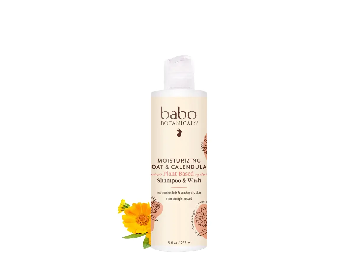 Babo Botanicals Moisturizing Oat & Calendula 2-in-1 Shampoo & Wash 237ml (8 Fl Oz) | Gentle, Vegan Formula for Sensitive Skin - main product image