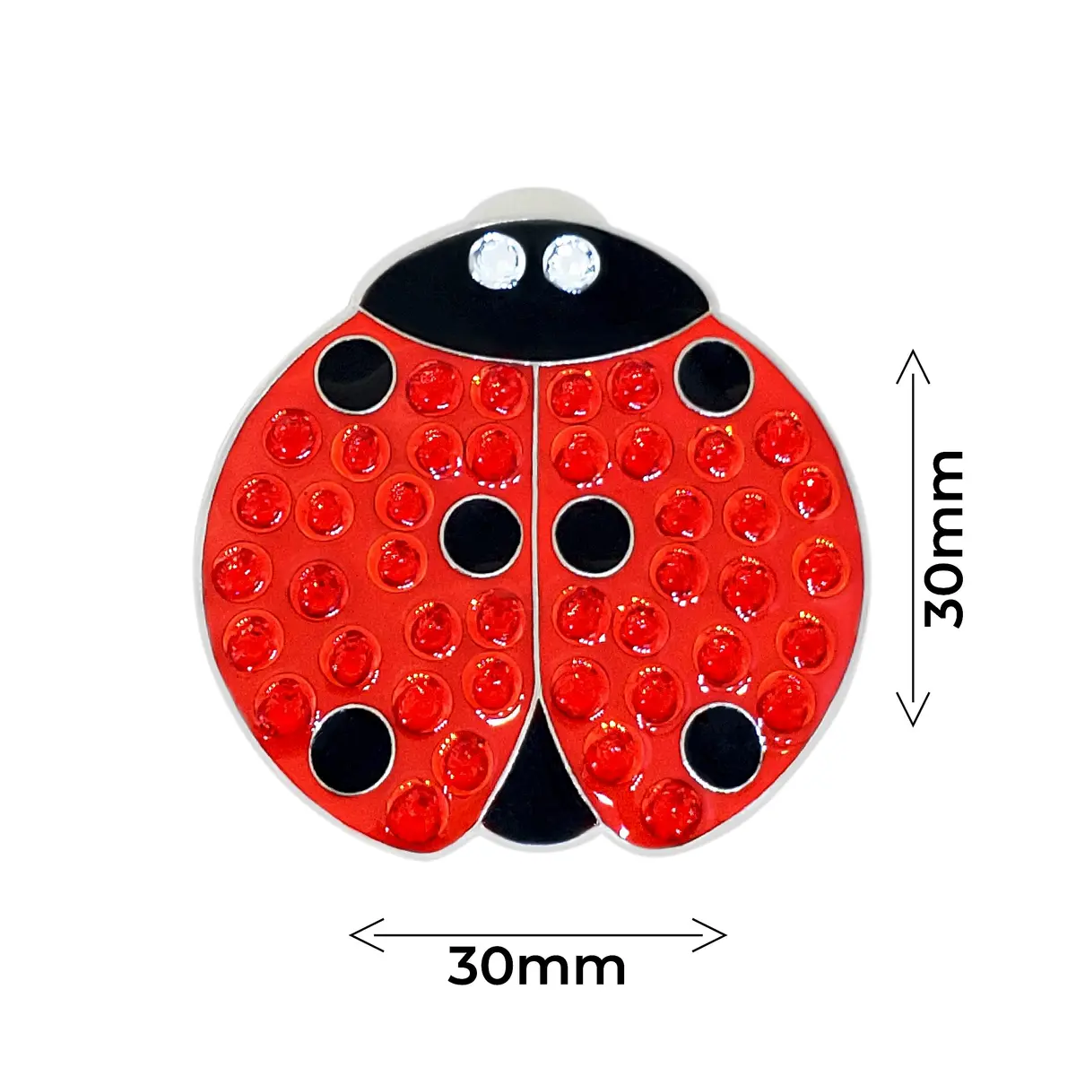 NAVIKA Lady Luck Ladybug Golf Ball Marker with Austrian Crystals | Hat Clip Included | Good Luck Themed Golf Accessory | Sparkling Red - view 3