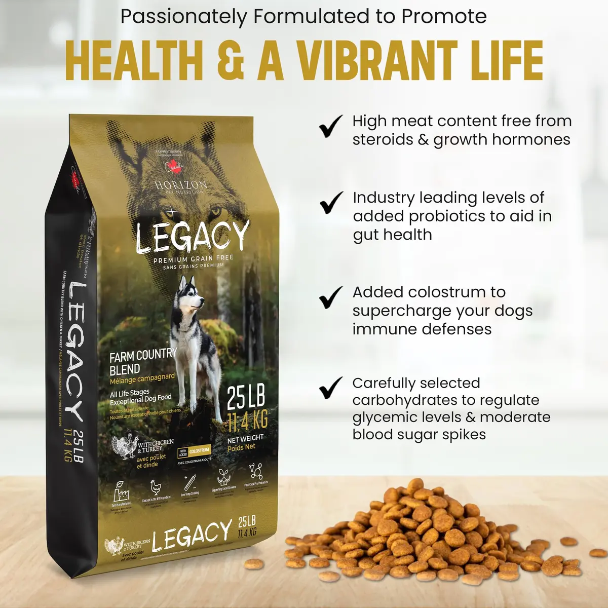 LEGACY High Protein Dog Food — Real Chicken & Turkey First Ingredient, Added Colostrum, Grain-Free, 25 lb | Supports Immunity & Digestion - view 6