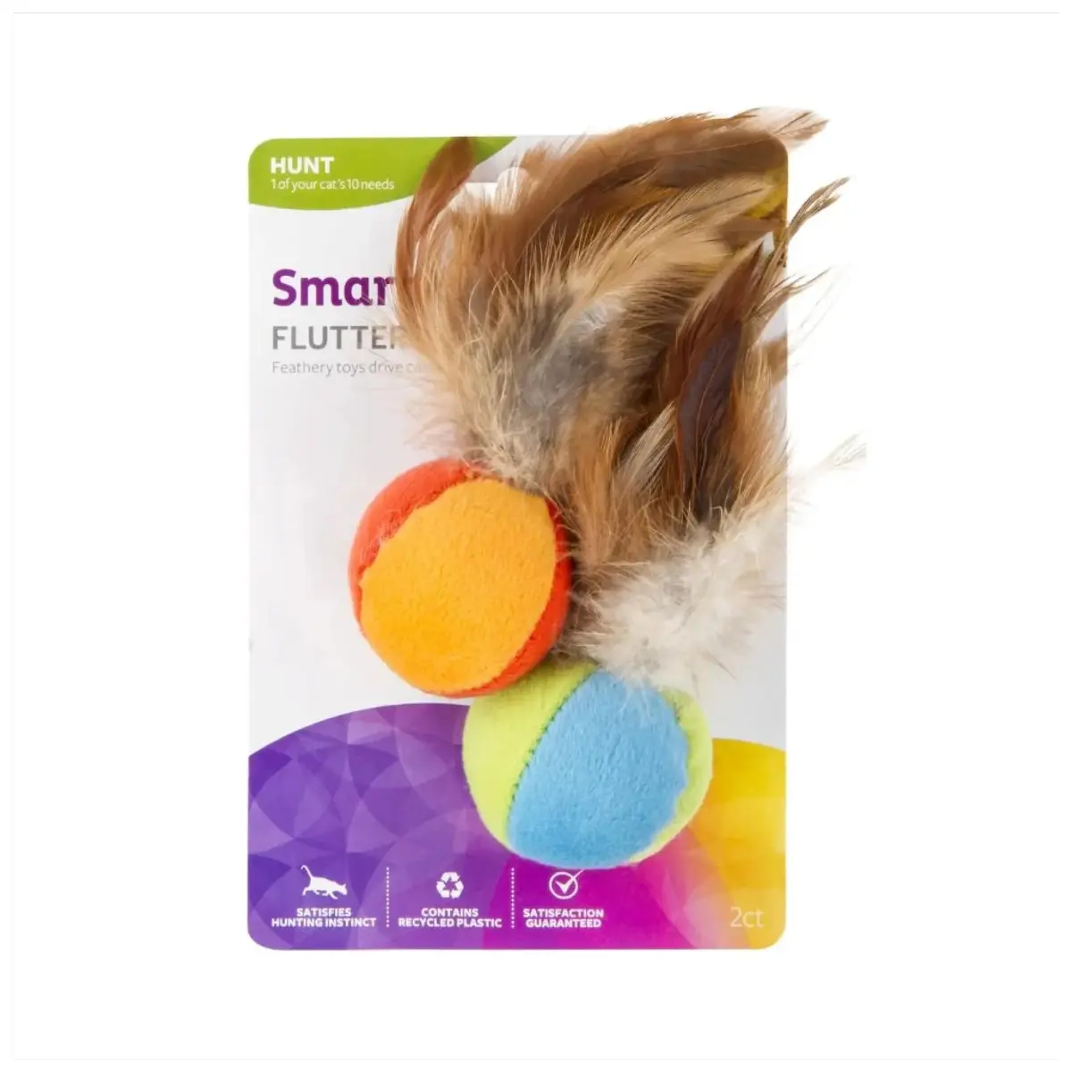 SmartyKat Flutter Balls Catnip Plush & Feather Toys, Set of 2 | Erratic Motion for Batting & Pouncing Fun - main product image