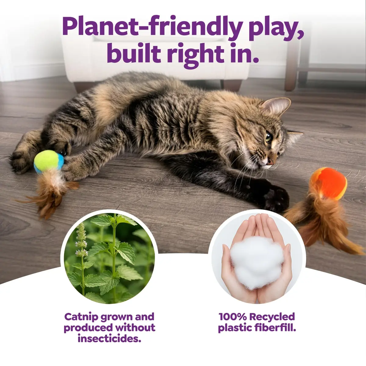 SmartyKat Flutter Balls Catnip Plush & Feather Toys, Set of 2 | Erratic Motion for Batting & Pouncing Fun - view 5