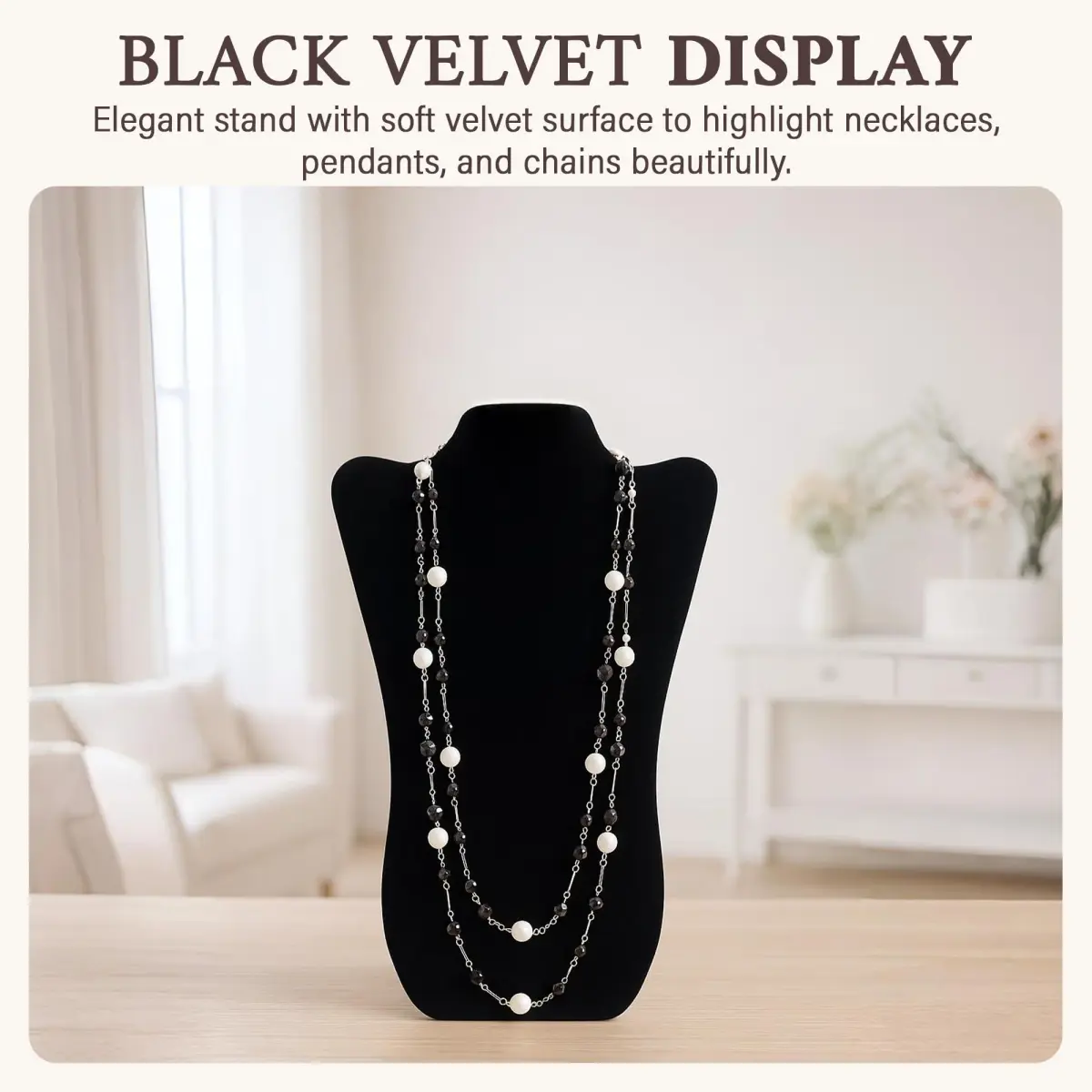 RJ Displays Black Velvet Necklace Display Stand 14" H | Professional Jewelry Display for Vendors - view 2