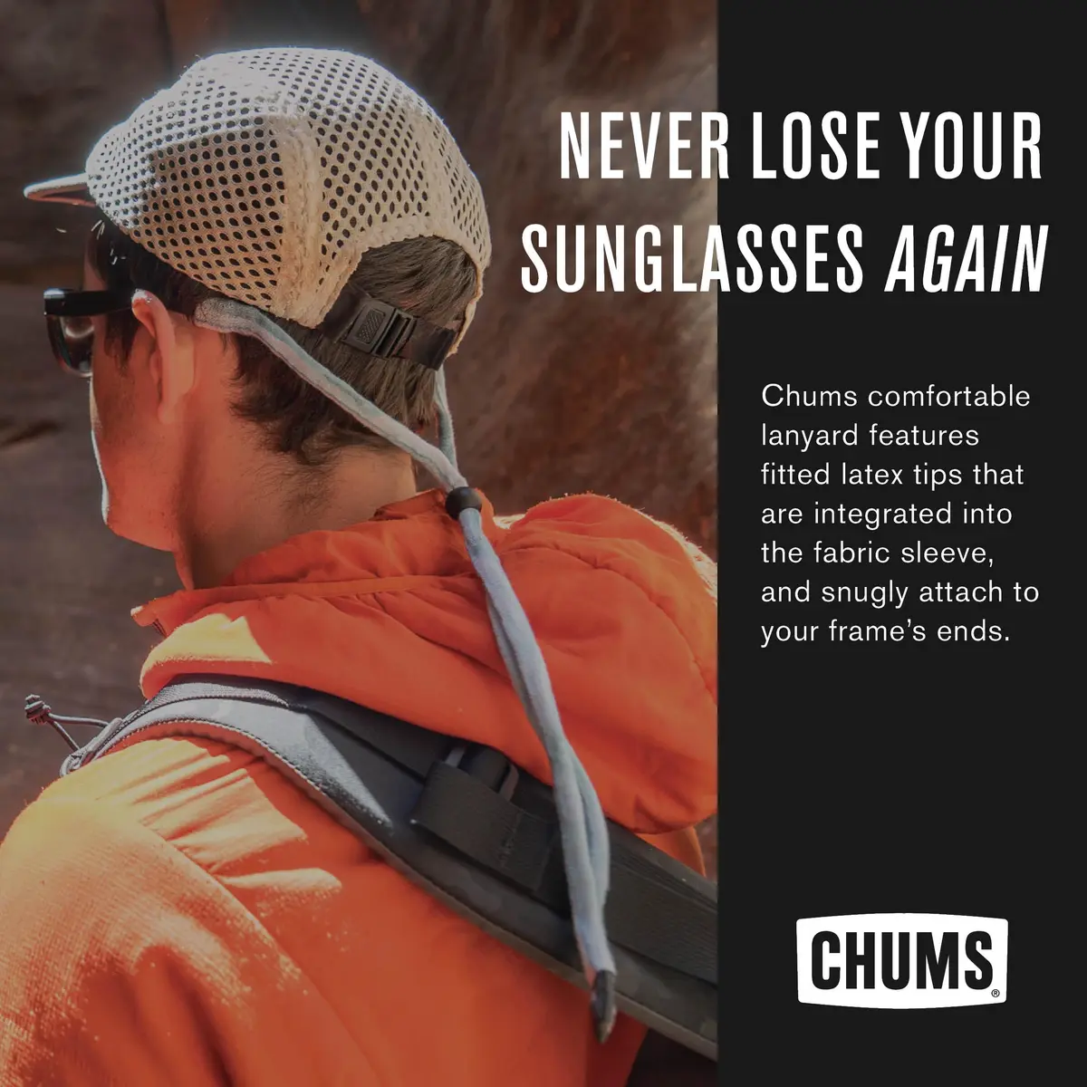 Chums Original Cotton Retainer - Unisex Eyewear Keeper for Sunglasses & Glasses - Adjustable Fit, Washable & Made in USA (Standard-End, Navy) - view 2
