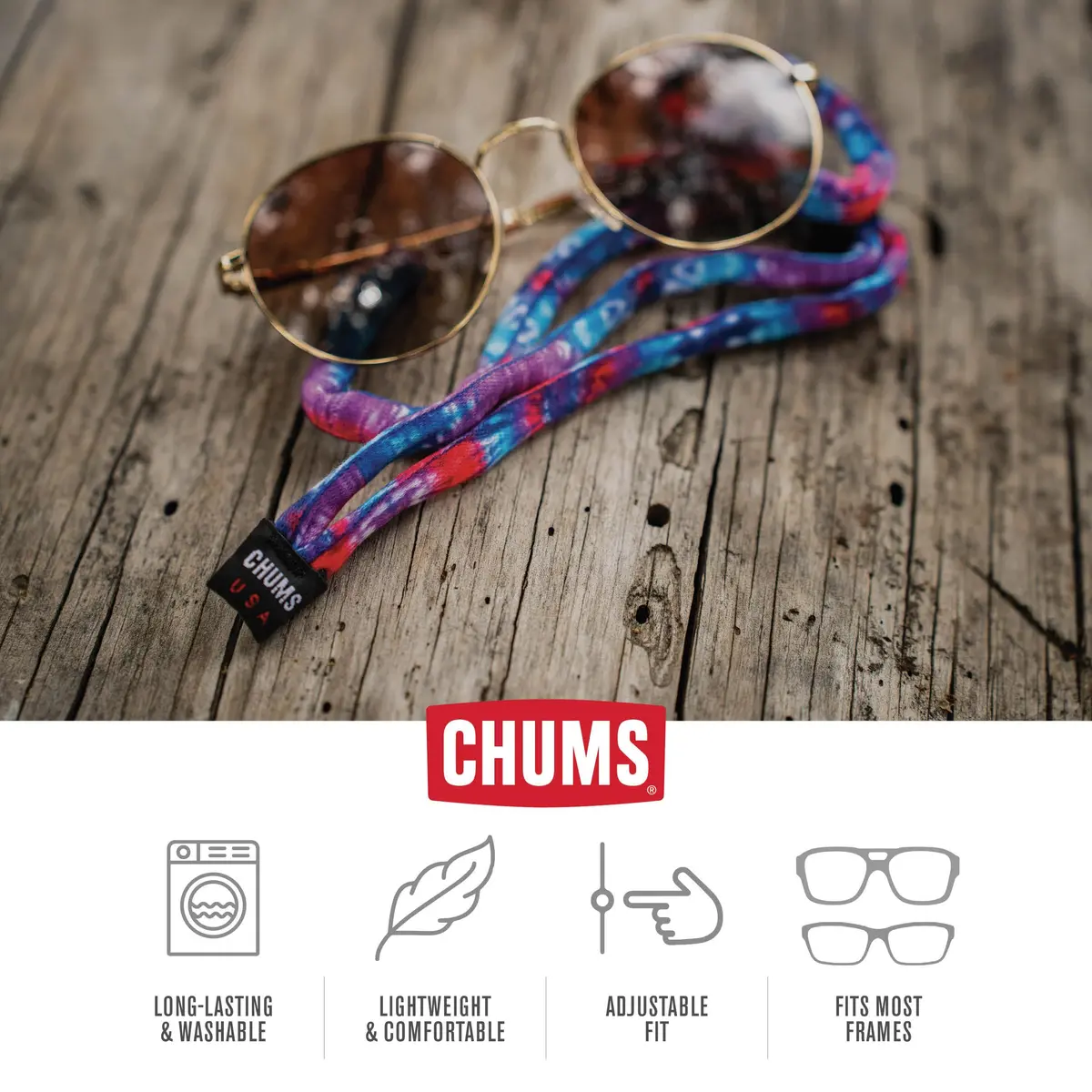 Chums Original Cotton Retainer - Unisex Eyewear Keeper for Sunglasses & Glasses - Adjustable Fit, Washable & Made in USA (Standard-End, Navy) - view 4