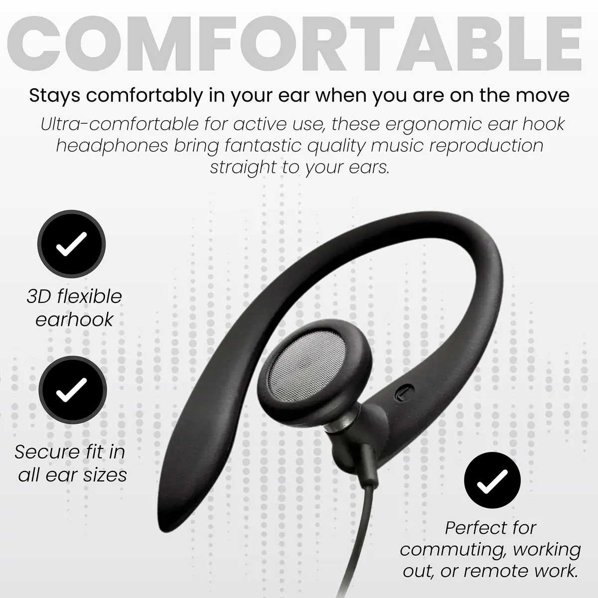 PHILIPS Headphones Black | Flexible Earhook, Wired, 3.5mm, 15mm Driver, 1.2m Cable, 1 Year Warranty - view 4