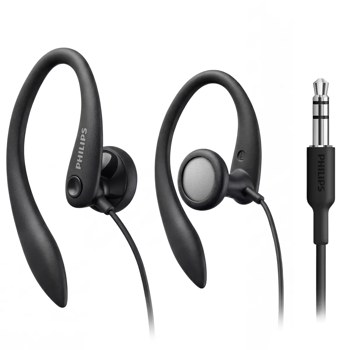 PHILIPS Headphones Black | Flexible Earhook, Wired, 3.5mm, 15mm Driver, 1.2m Cable, 1 Year Warranty - main product image