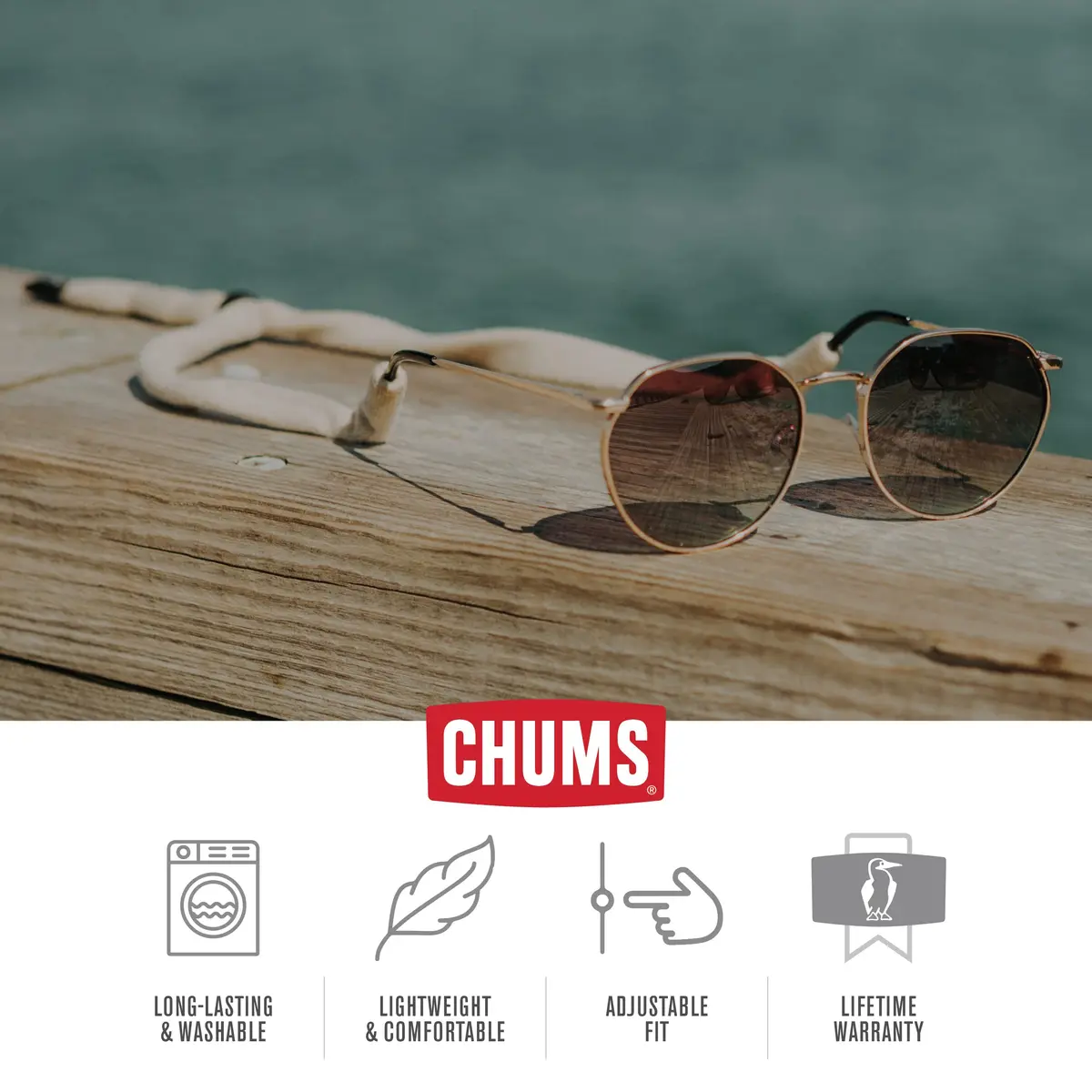 Chums Original Cotton Retainer - Unisex Eyewear Keeper for Sunglasses & Glasses - Adjustable Fit, Washable & Made in USA - view 4