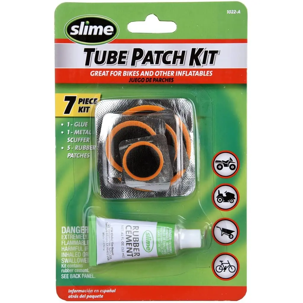 Slime Tube Rubber Patch Kit 5 Patches, Scuffer & Glue | Fixes Bike Punctures - main product image