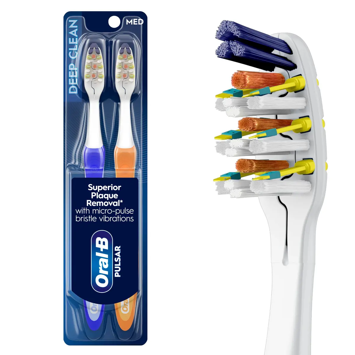 Oral-B Pulsar Pro-Health Expert Clean Battery Electric Toothbrush, 2 Count Medium | Removes 90% Plaque - main product image