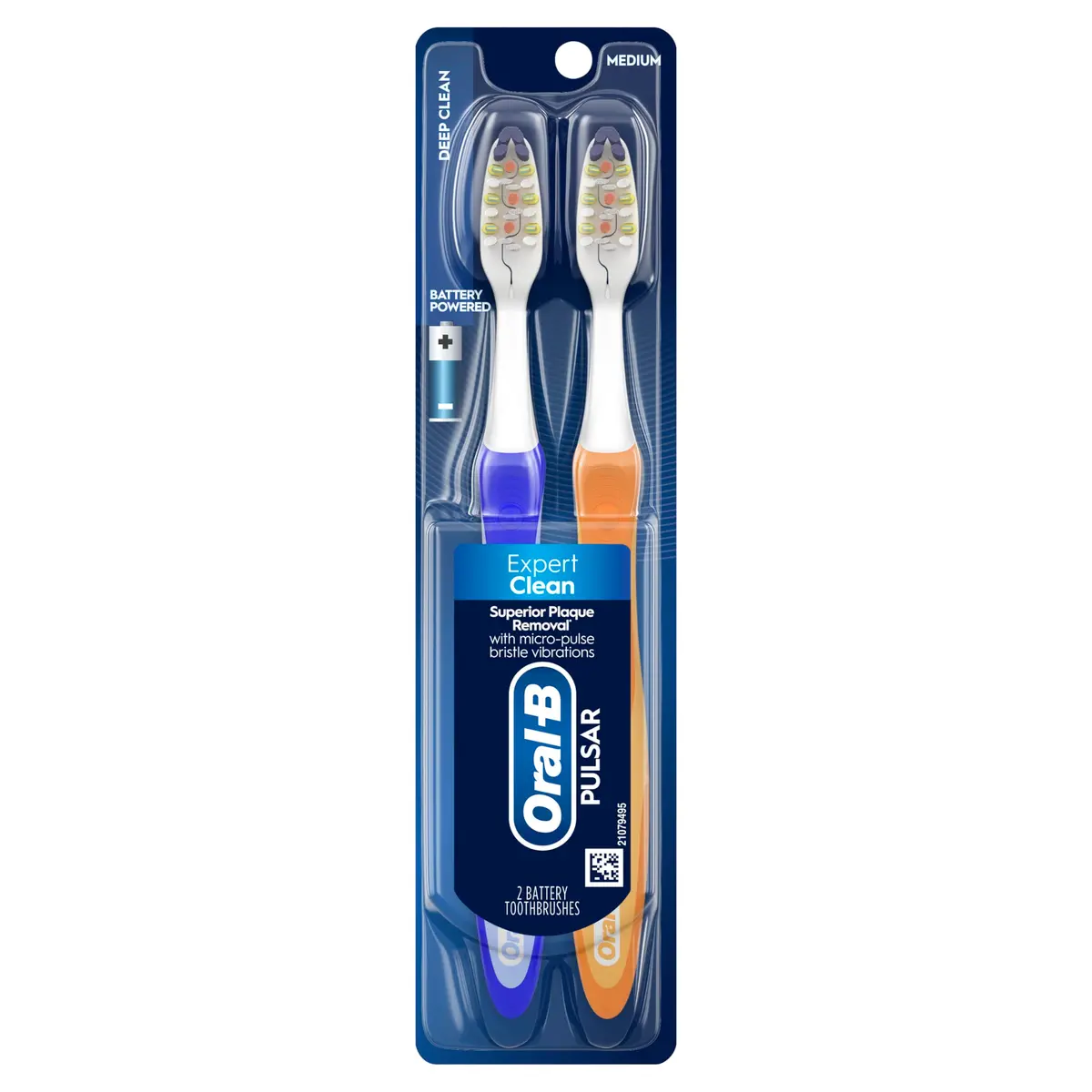Oral-B Pulsar Pro-Health Expert Clean Battery Electric Toothbrush, 2 Count Medium | Removes 90% Plaque - view 7