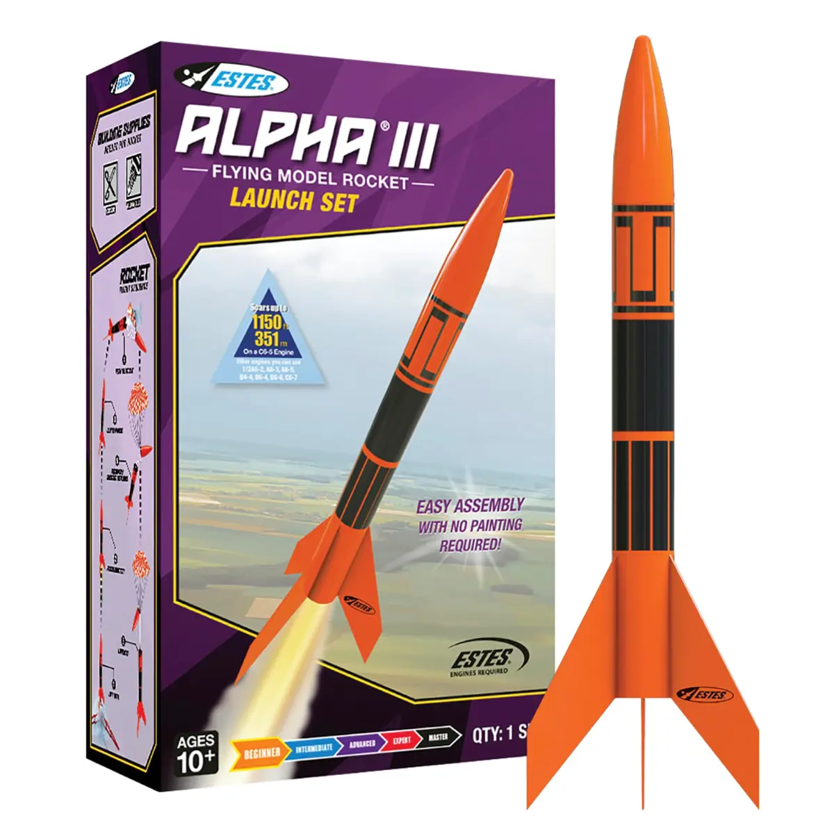 Estes Alpha III Rocket-Building Kit | Beginner Model for Ages 10+ with Launch Pad & Controller - main product image