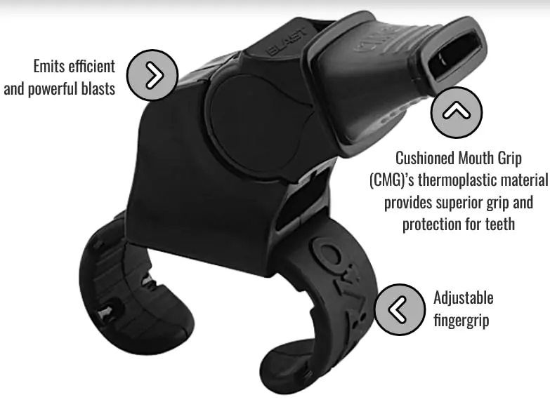 Fox 40 Sonik Blast CMG Fingergrip Pealess Whistle - Black | Loud 120+ dB Signal for Large Crowds - view 3