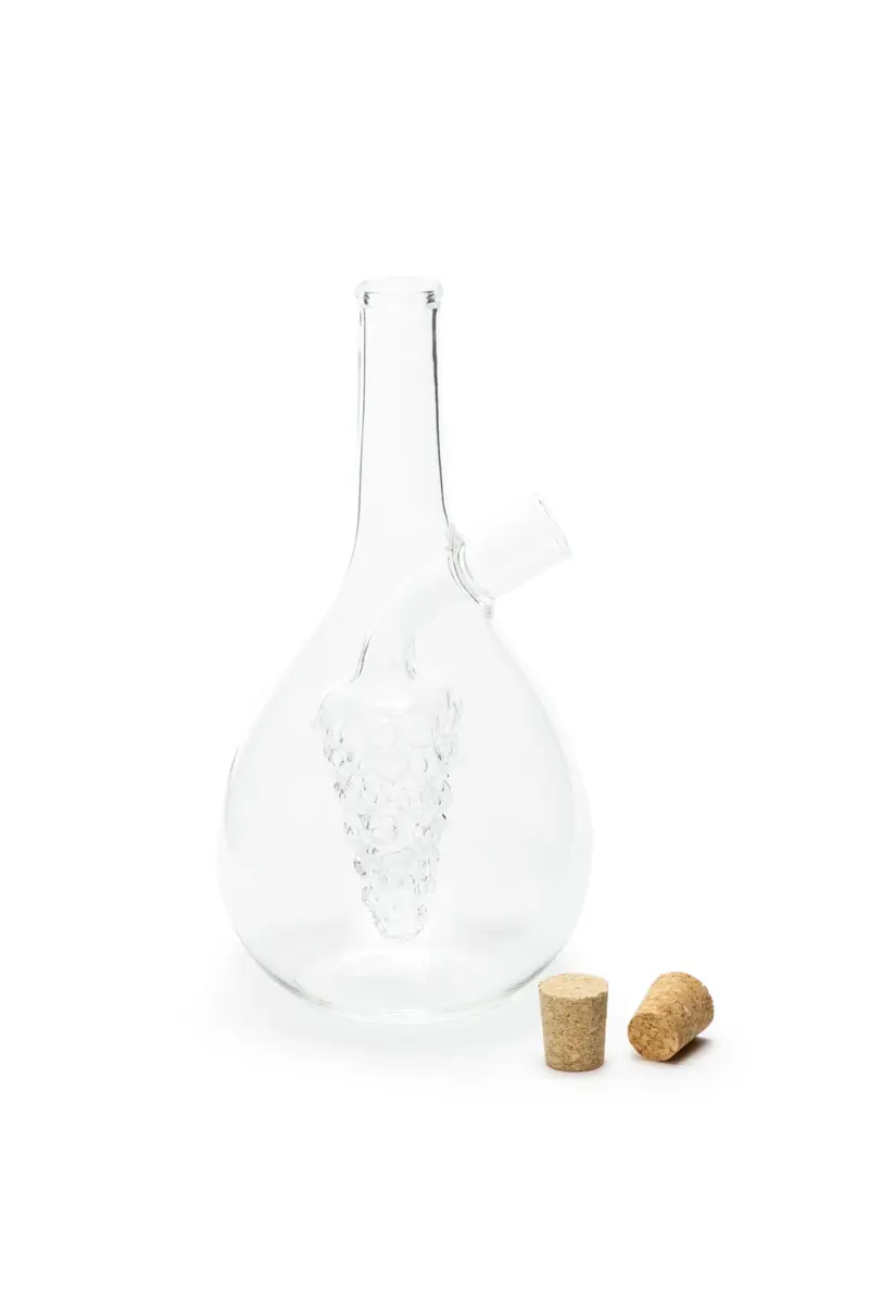 Fox Run Grape Motif Oil and Vinegar Cruet Dispenser Bottle, Clear Borosilicate Glass, Grapes | Elegant 13.5 oz dual pour bottle (70-120c) - view 5