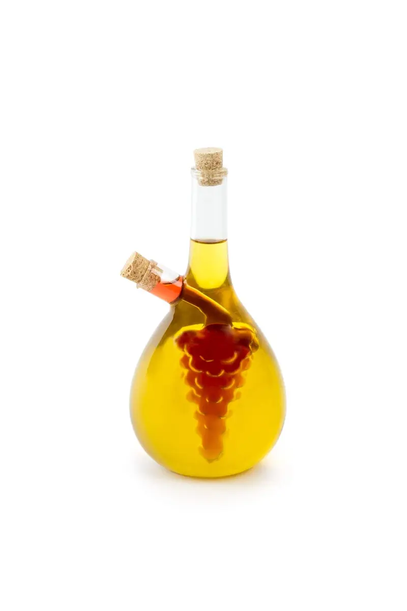Fox Run Grape Motif Oil and Vinegar Cruet Dispenser Bottle, Clear Borosilicate Glass, Grapes | Elegant 13.5 oz dual pour bottle (70-120c) - view 3