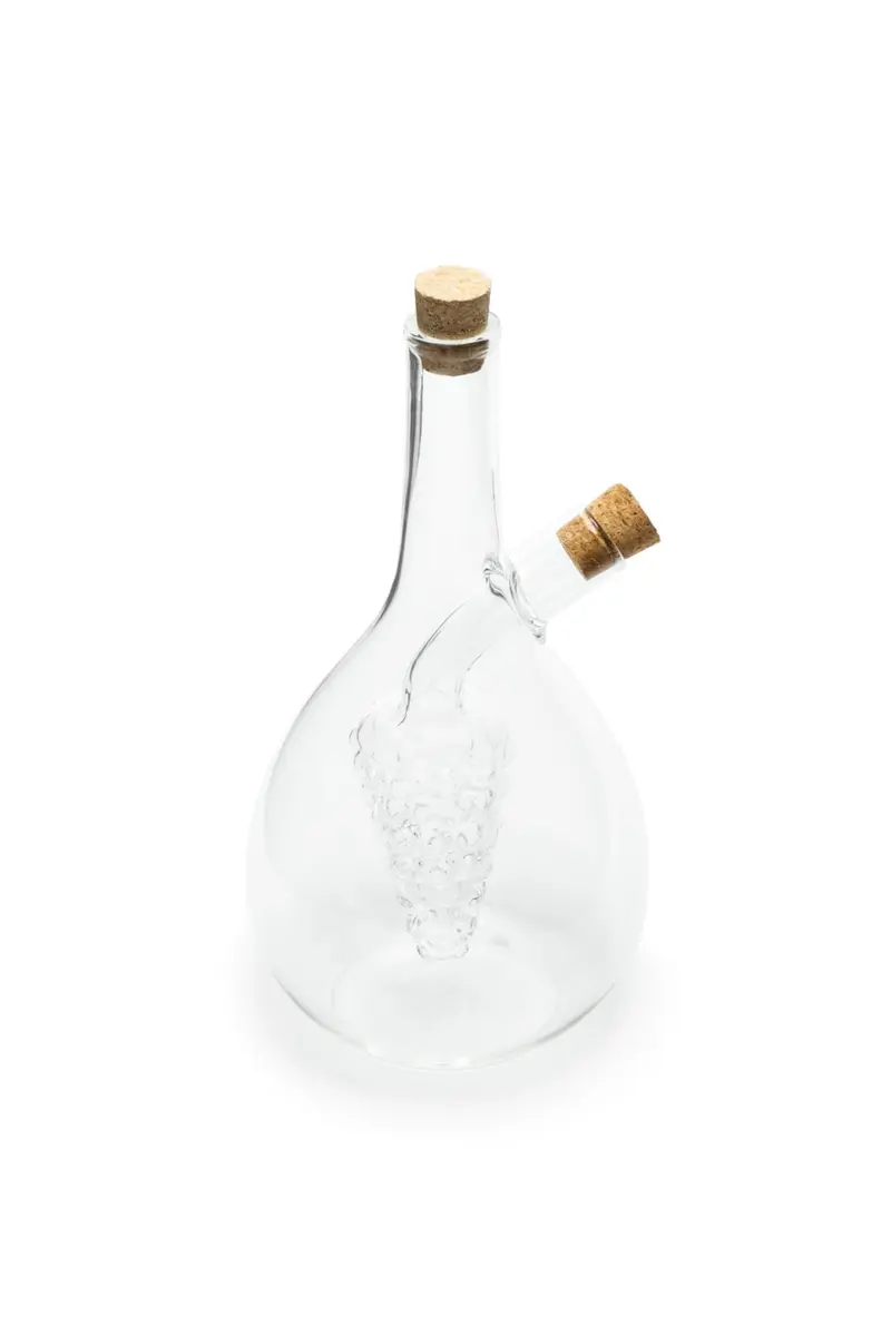 Fox Run Grape Motif Oil and Vinegar Cruet Dispenser Bottle, Clear Borosilicate Glass, Grapes | Elegant 13.5 oz dual pour bottle (70-120c) - view 4