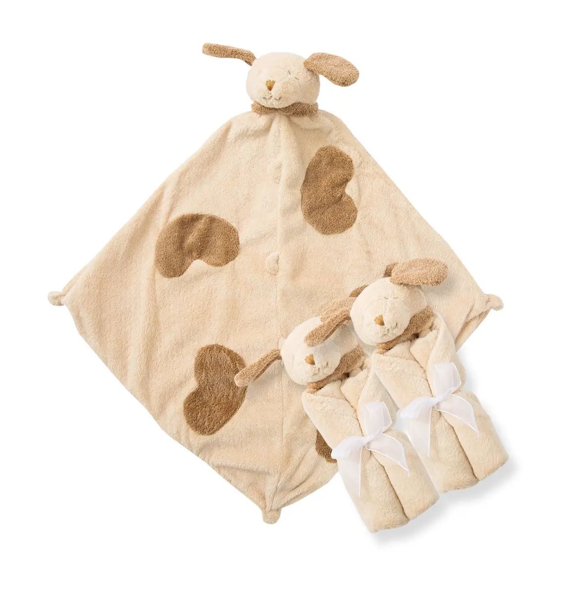 Angel Dear Light Brown Puppy Blankie Set | 3 Pack Baby Soft Microfiber - view 2