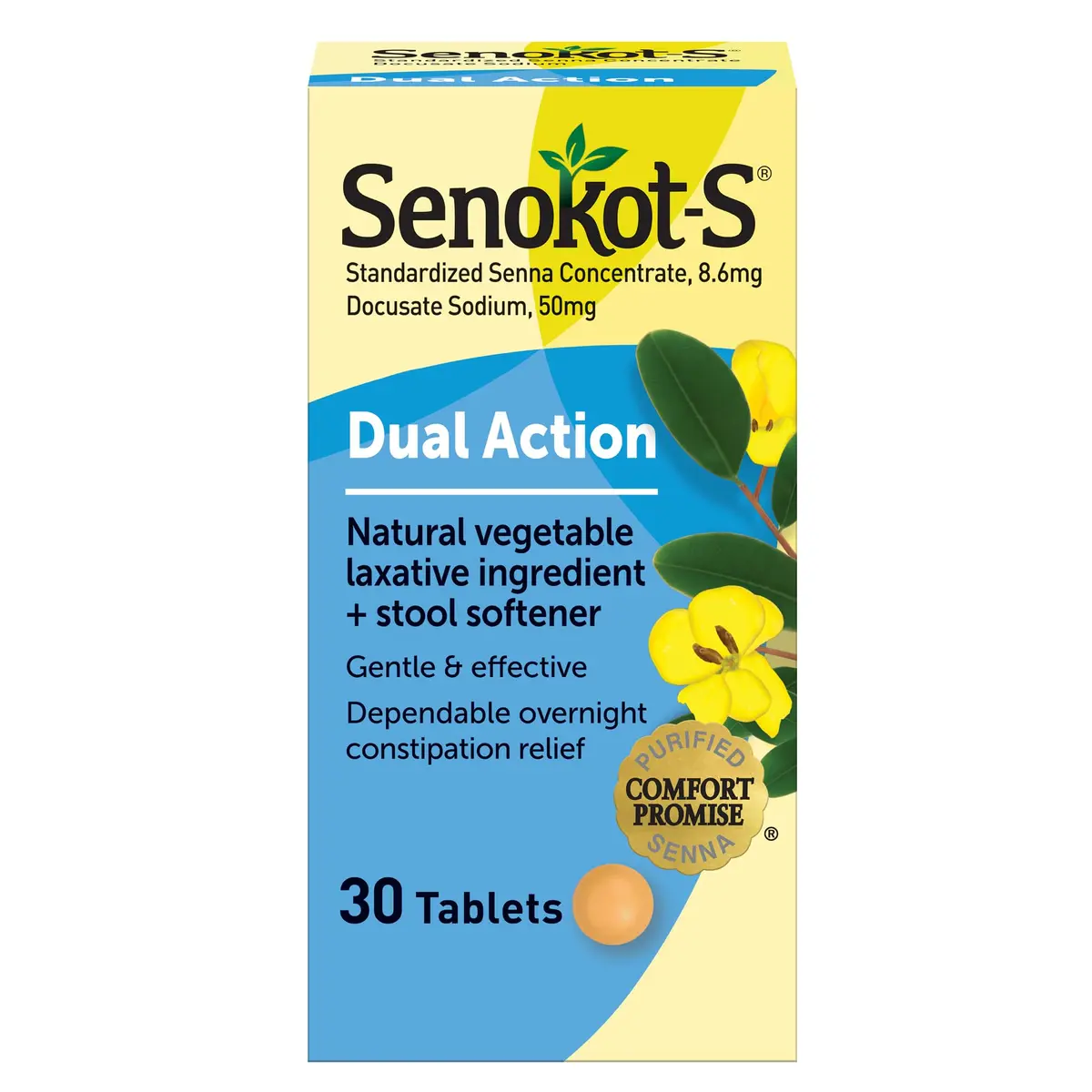 Senokot Stool Softener 30 Tablets | Gentle Overnight Relief for Occasional Constipation - main product image