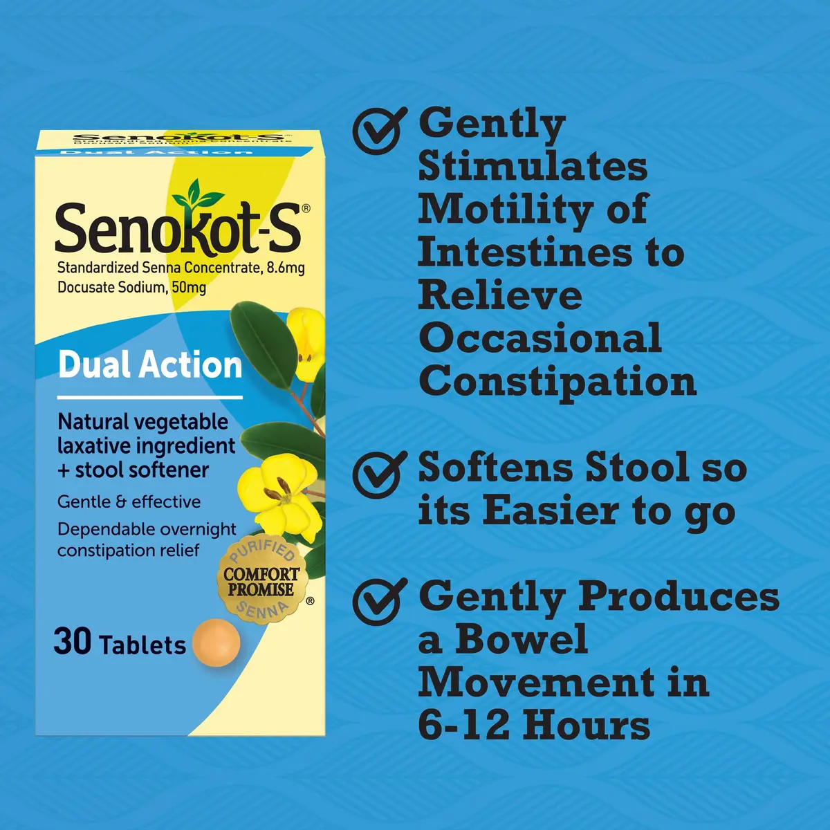 Senokot Stool Softener 30 Tablets | Gentle Overnight Relief for Occasional Constipation - view 2