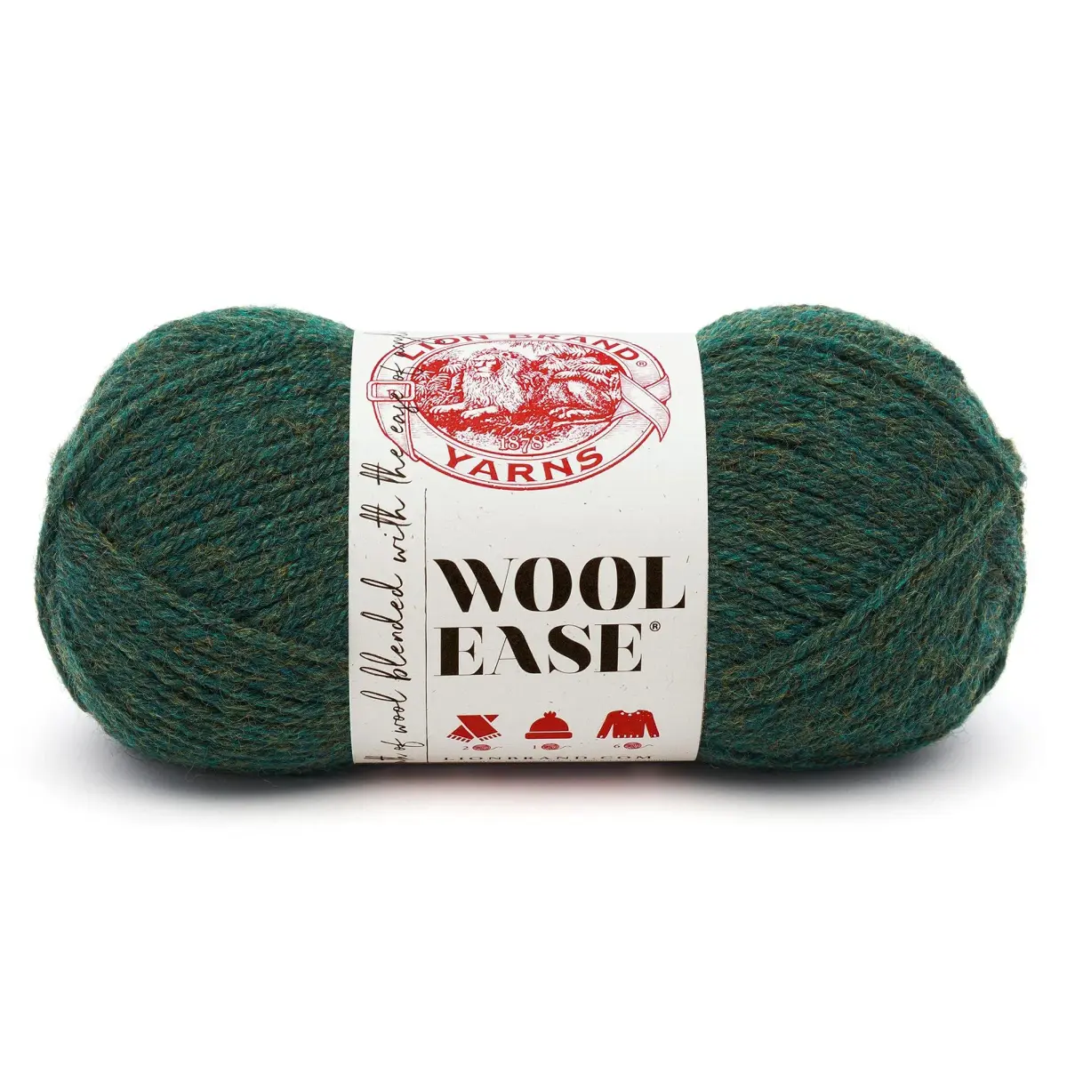 Lion Brand Yarn Wool-Ease Yarn Forest Green Heather 3oz (85g) | Worsted Weight for Knitting & Crochet - main product image