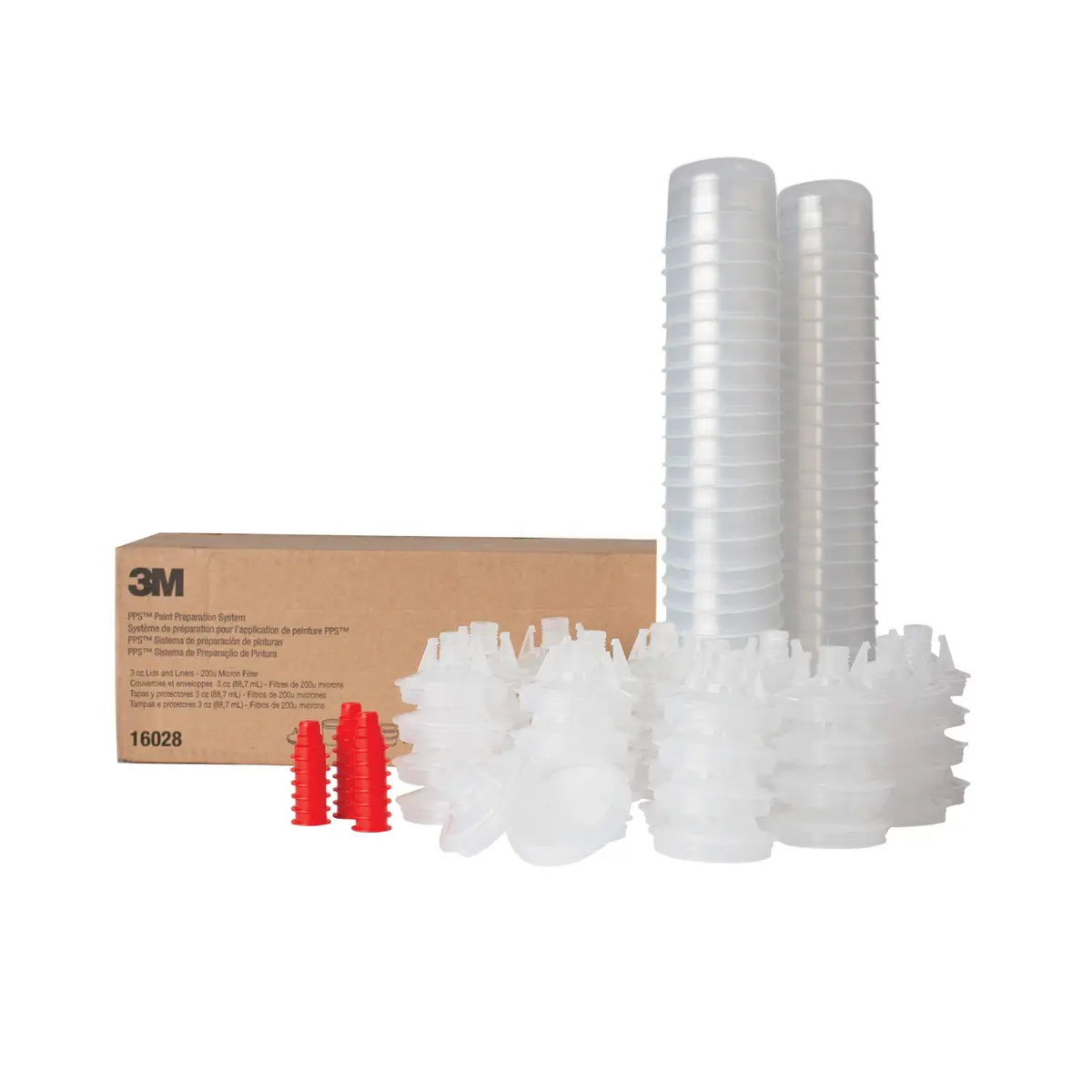 3M PPS Original Series Paint Spray Gun Cup Lids and Liners Kit, 16028 | Micro, 200-Micron Filter, 50 Lids & Liners - main product image