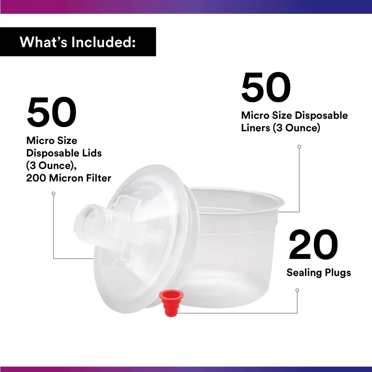 3M PPS Original Series Paint Spray Gun Cup Lids and Liners Kit, 16028 | Micro, 200-Micron Filter, 50 Lids & Liners - view 2