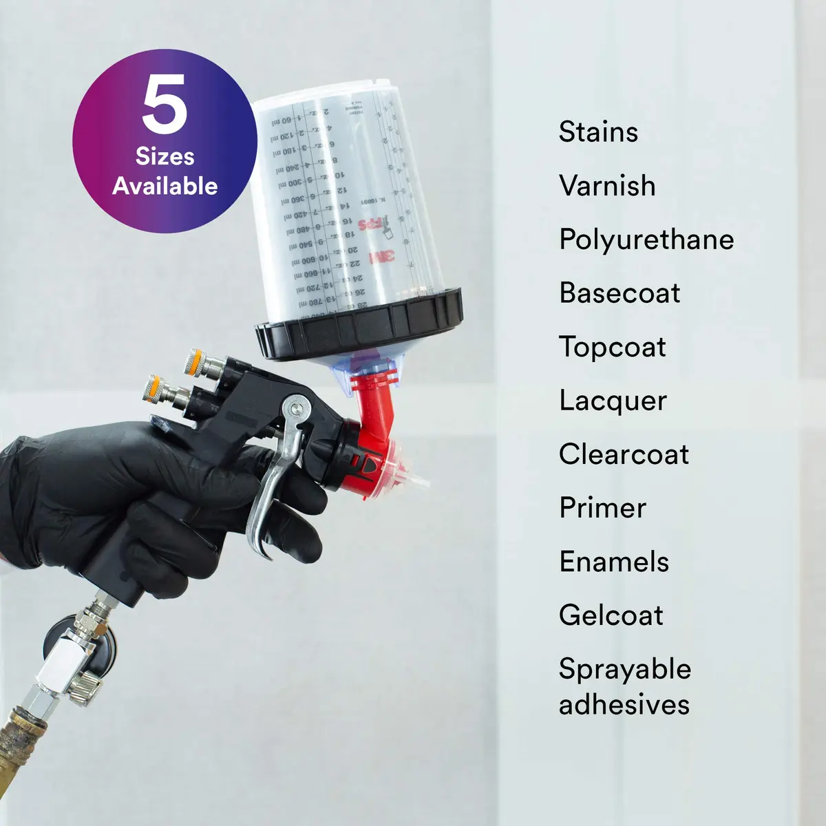 3M PPS Original Series Paint Spray Gun Cup Lids and Liners Kit, 16028 | Micro, 200-Micron Filter, 50 Lids & Liners - view 4